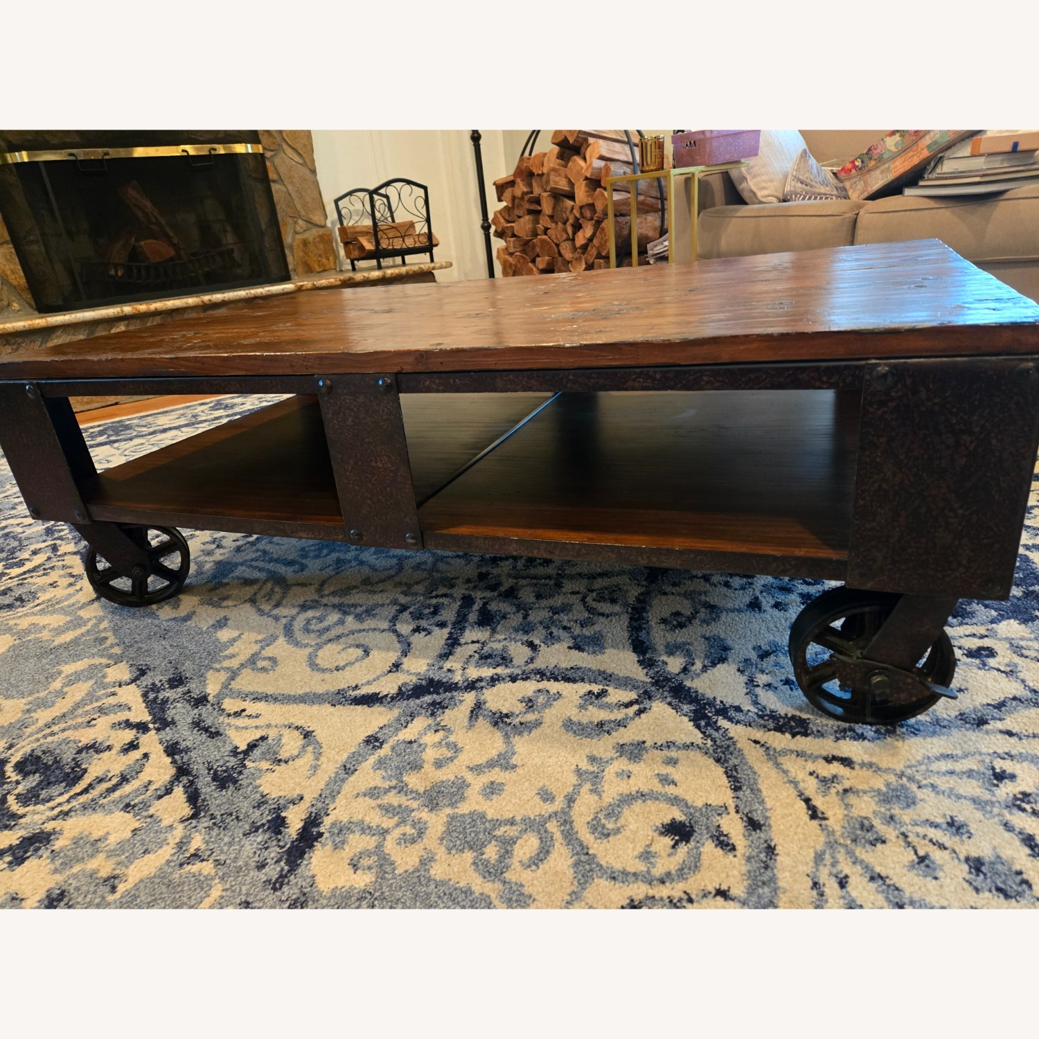 Crate & Barrel Dark Brown Wood Coffee Table - image-2