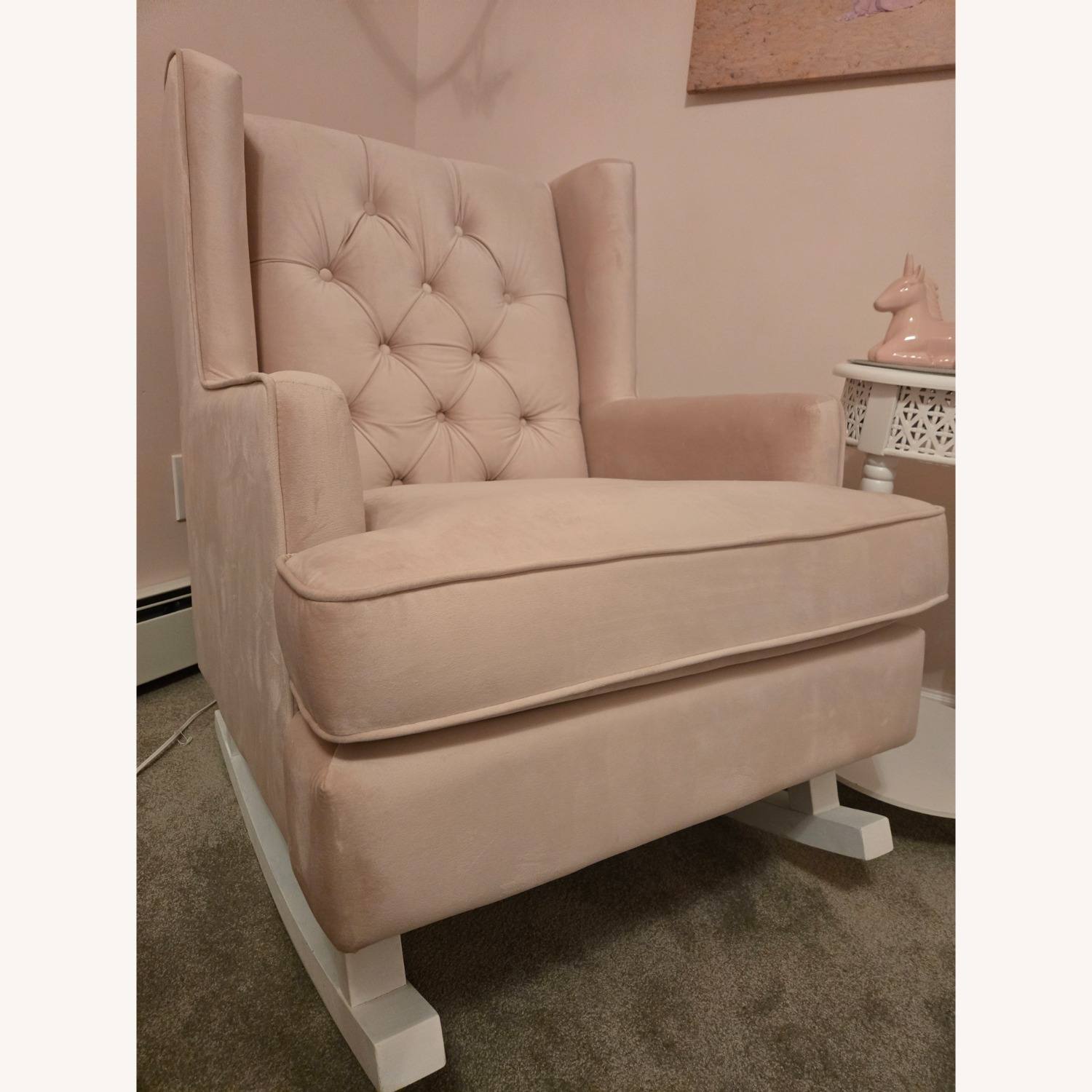 Pink Velvet Accent Chair - image-3
