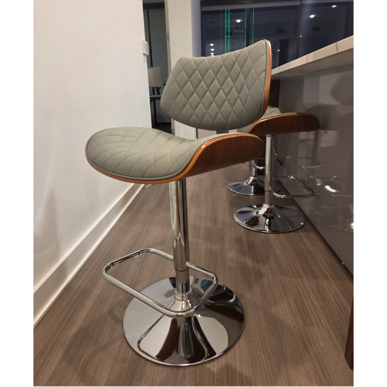 Light Gray Metal Stools - image-4