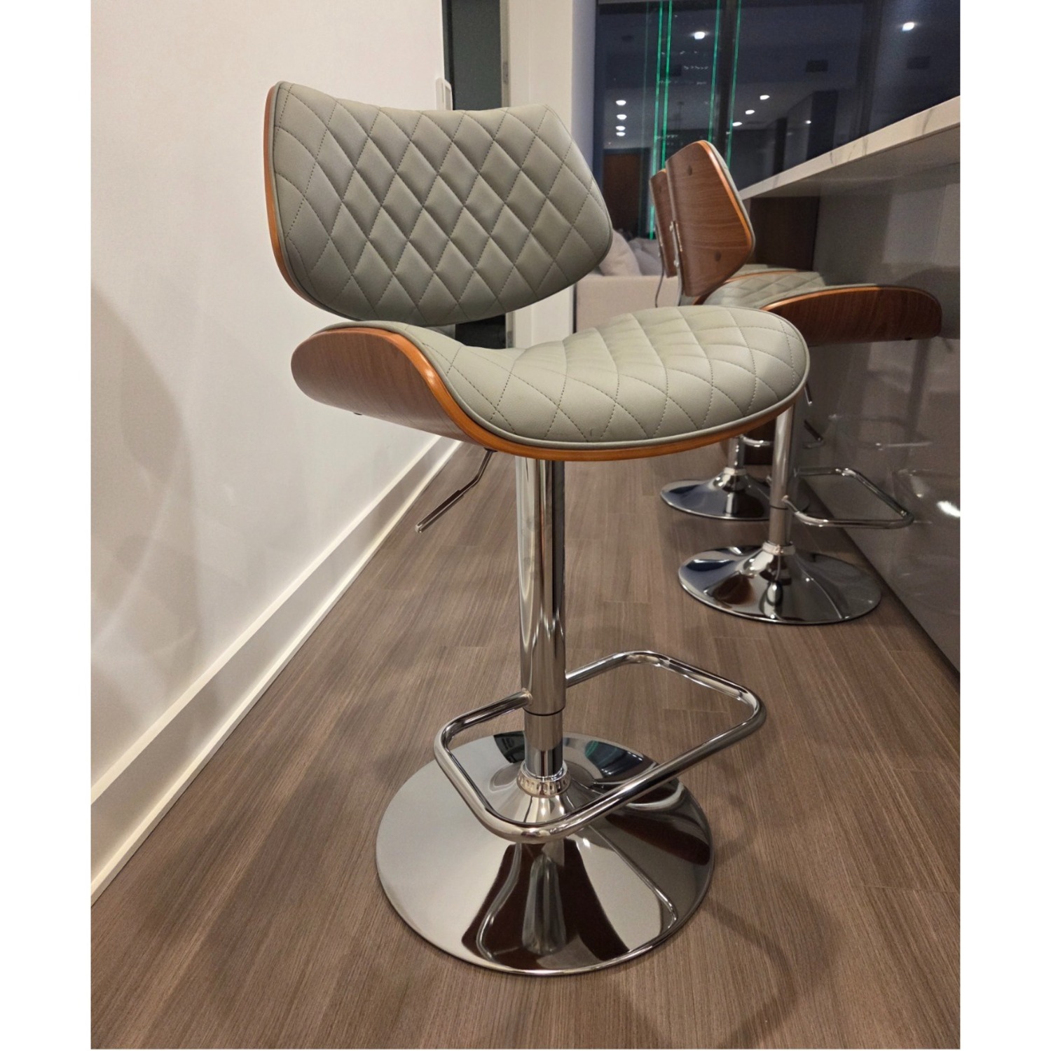 Light Gray Metal Stools - image-3