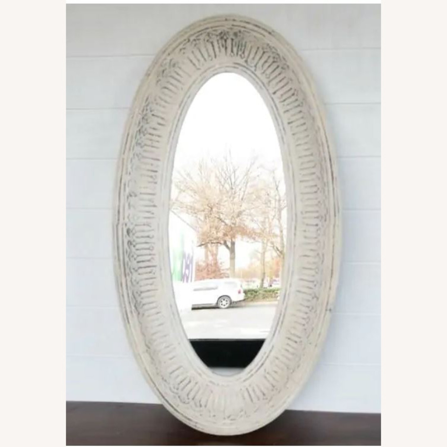 White Boho Chic Metal Wall or Floor Mirror - image-3