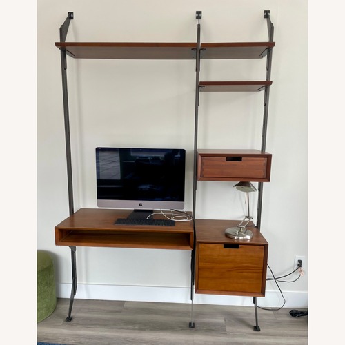 Used From The Source Apollo Dark Brown Wood Desk for sale on AptDeco