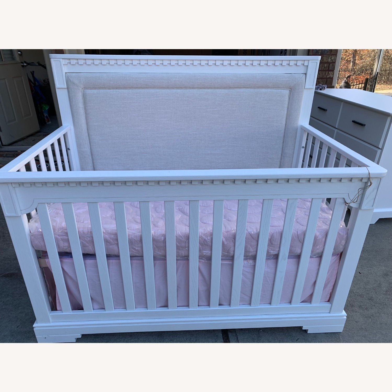 Natart Ithaca Wood Crib Padded Headboard White - image-1