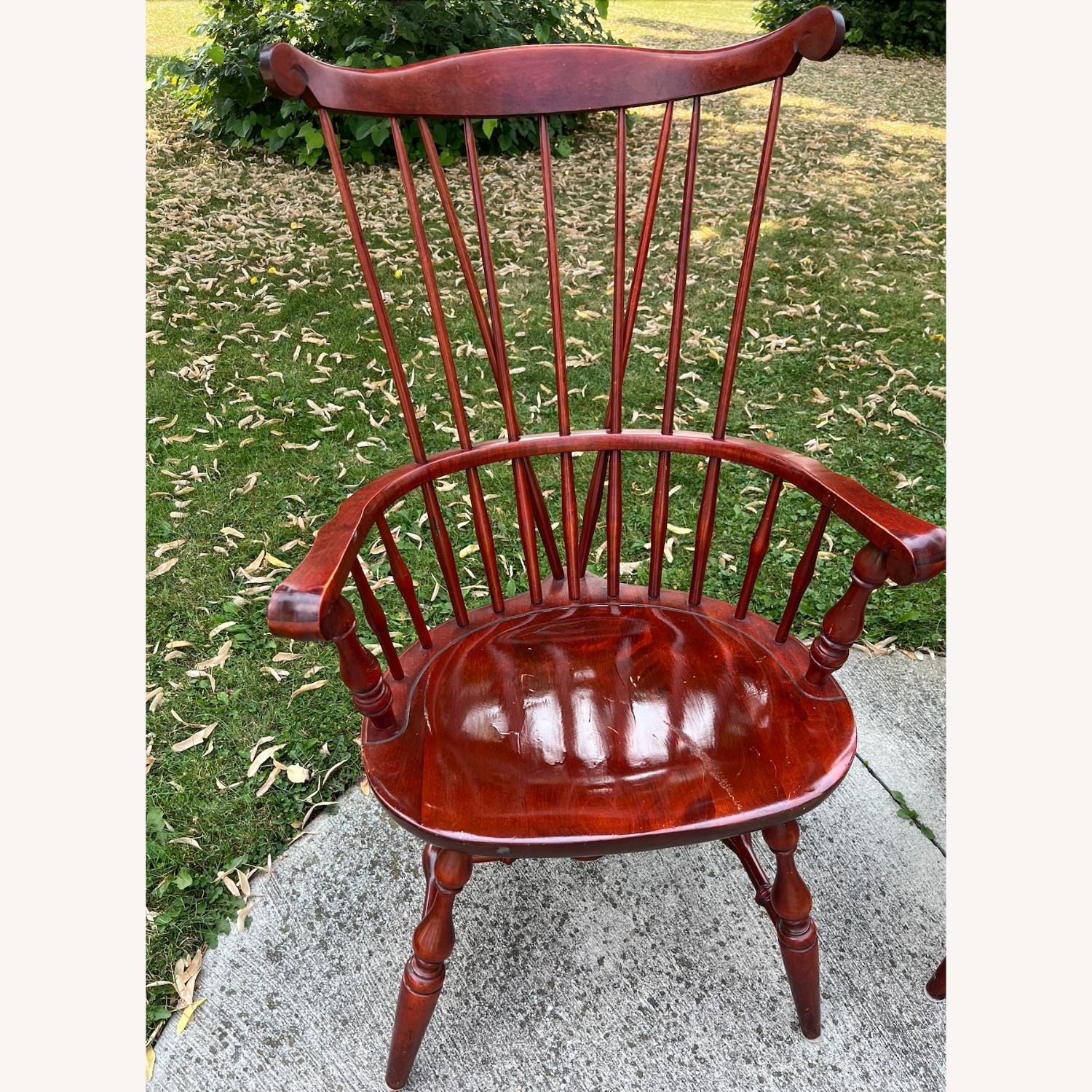 Nichols & Stone Cherry Windsor Armchairs Pair - image-8