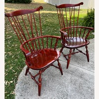 Nichols & Stone Cherry Windsor Armchairs Pair