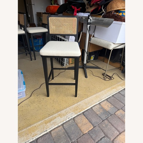 Used Pottery Barn Black Wood Stools for sale on AptDeco