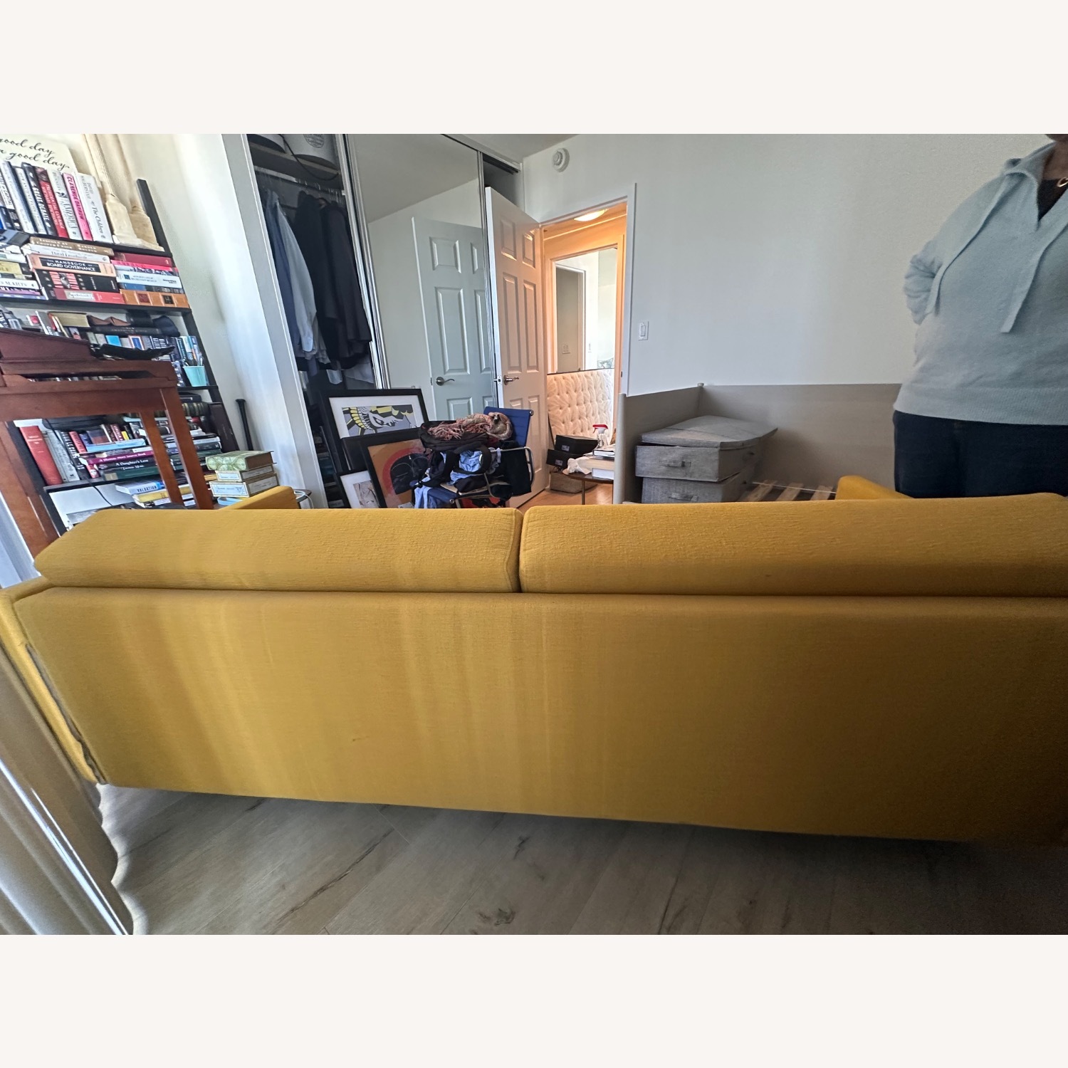 West Elm Andes Yellow Fabric Futon - image-3