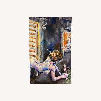 Nude Feminine Window Wall Art Painting