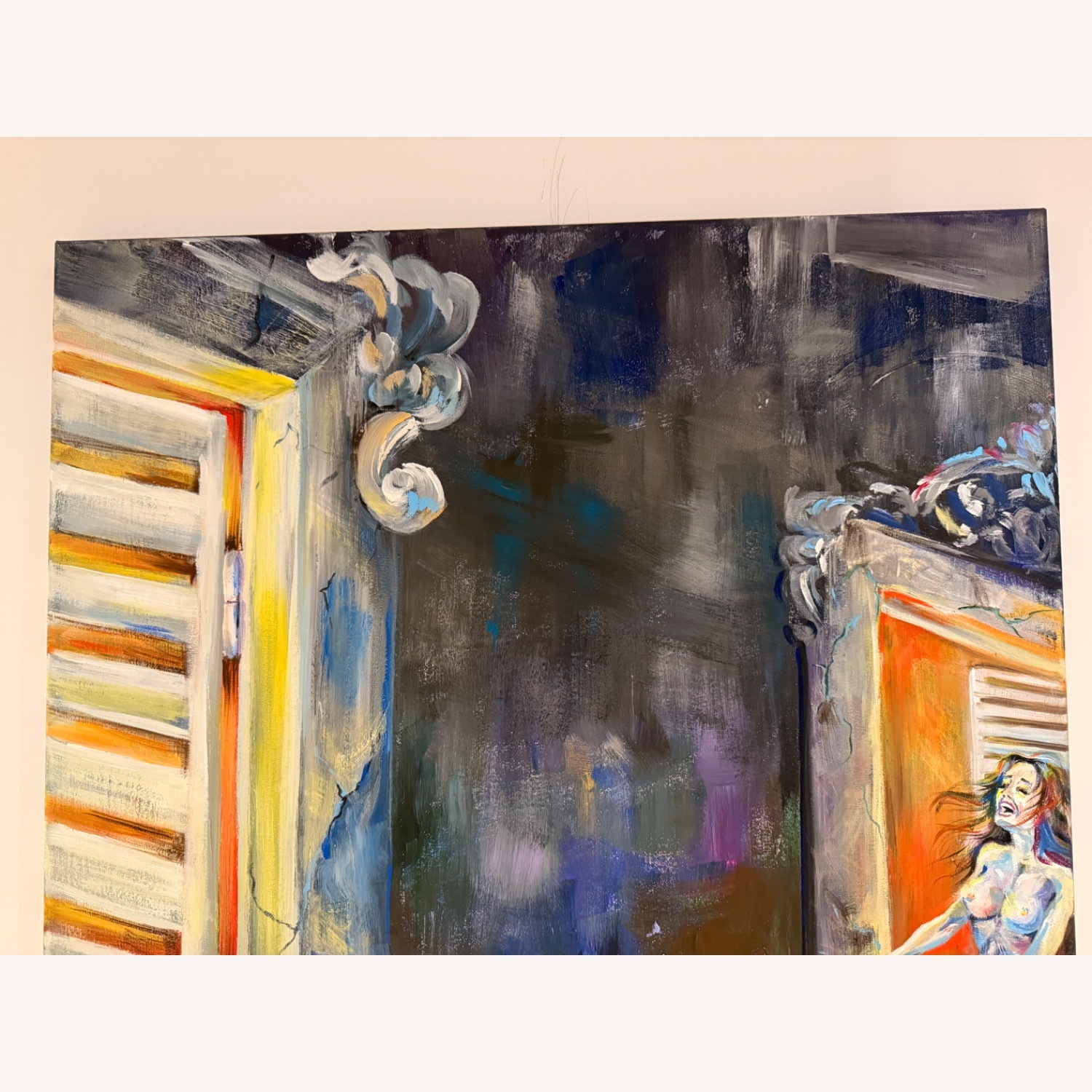 Nude Feminine Window Wall Art Painting - image-4