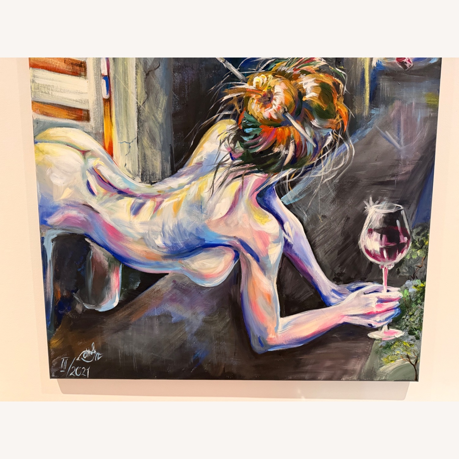 Nude Feminine Window Wall Art Painting - image-6