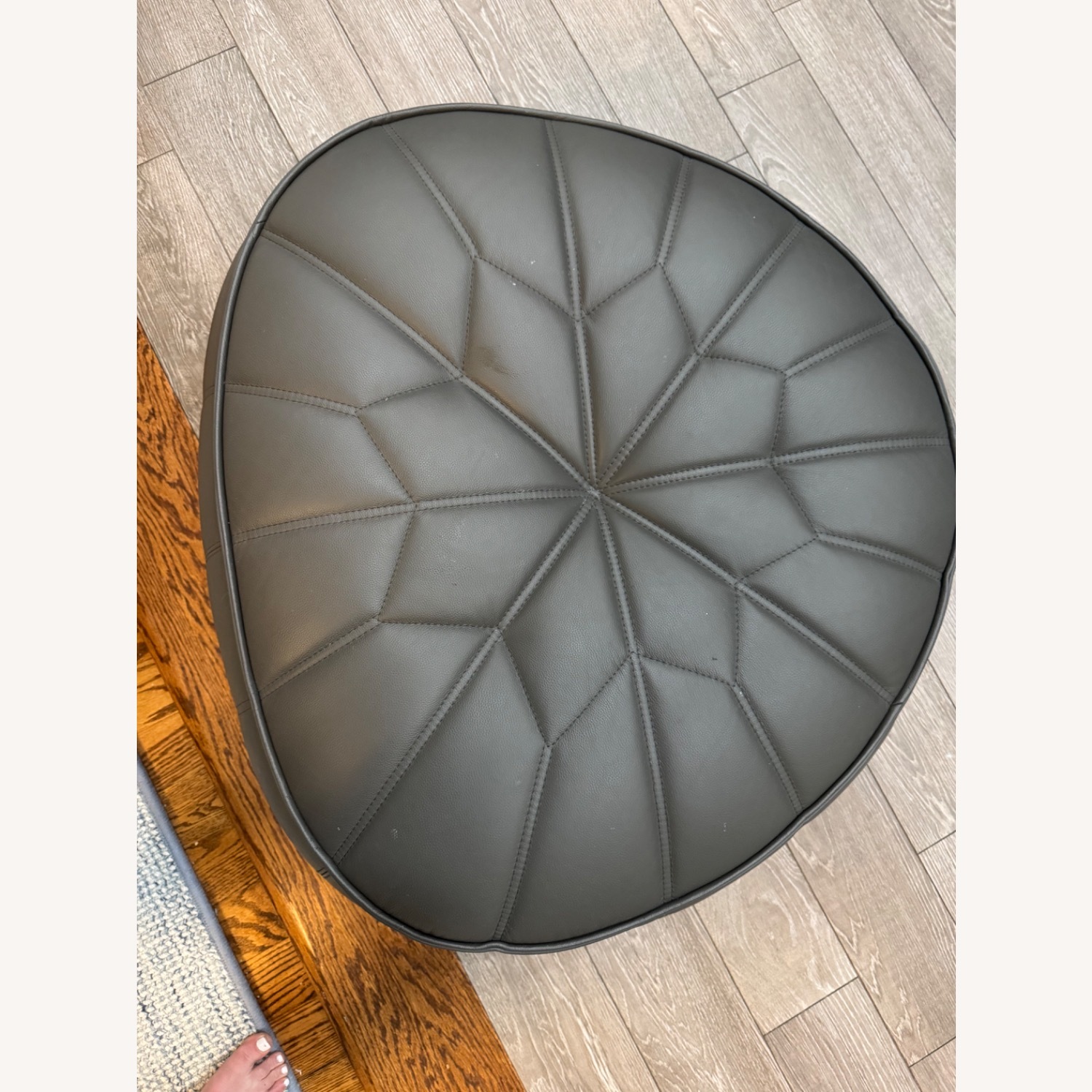 Ligne Roset Ottoman Dark Gray Leather Ottoman - image-3