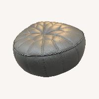 Ligne Roset Ottoman Dark Gray Leather Ottoman