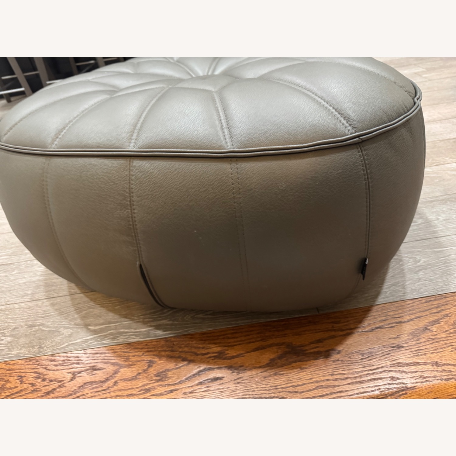Ligne Roset Ottoman Dark Gray Leather Ottoman - image-2