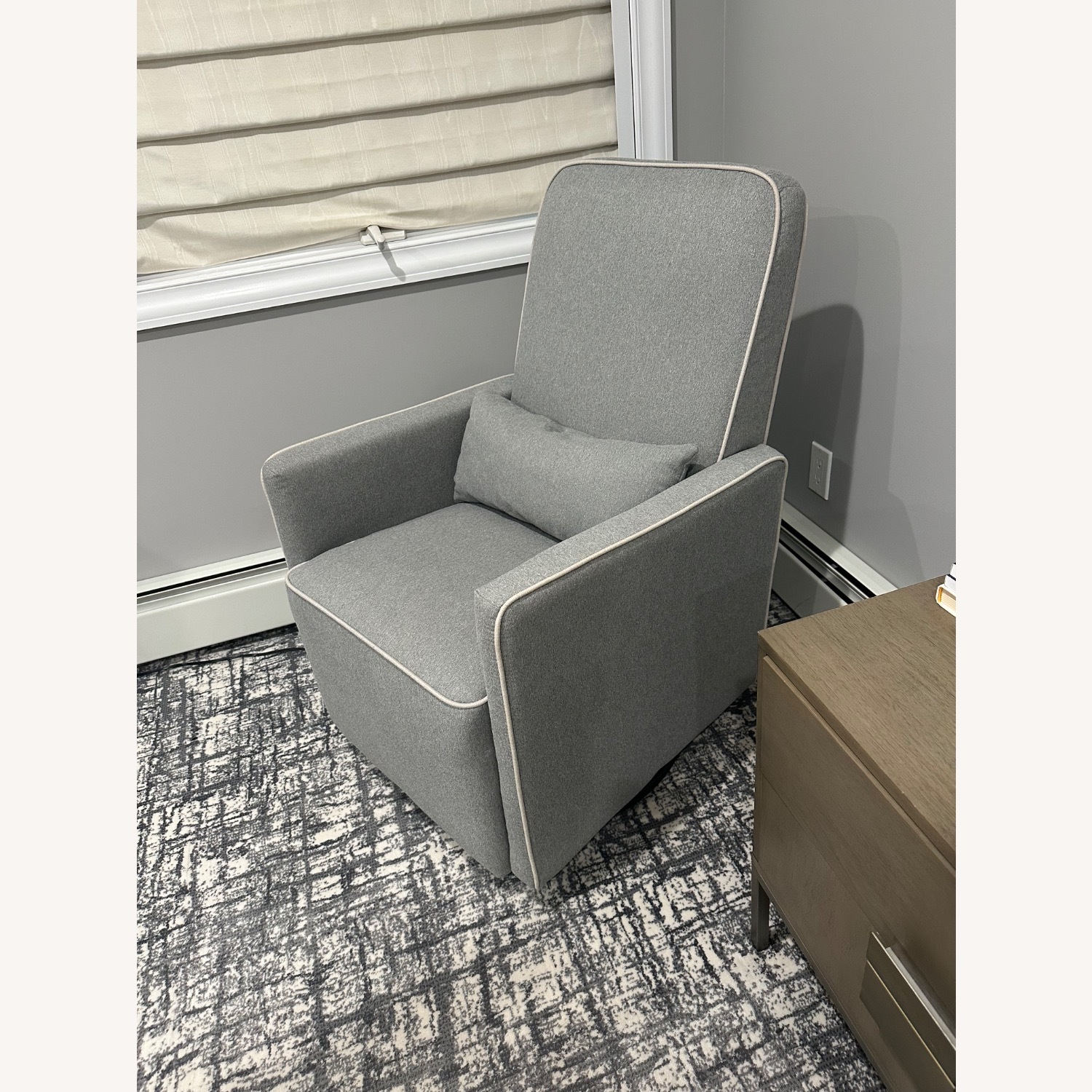 Davinci Olive Light Gray Fabric Glider - image-3