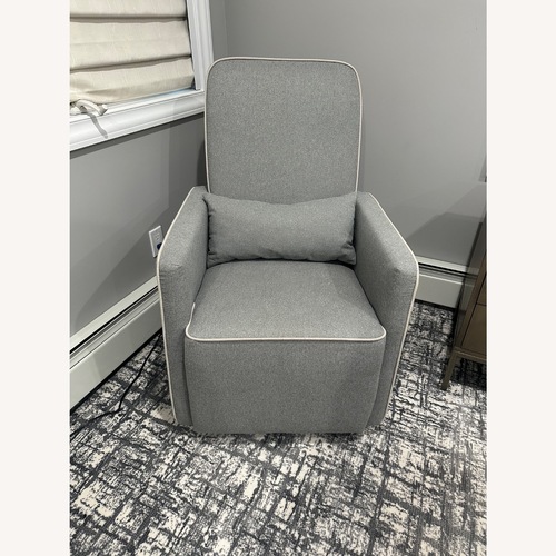 Used Davinci Olive Light Gray Fabric Glider for sale on AptDeco