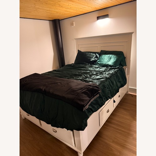 Used Marks & Spencer White Wood Queen Bed for sale on AptDeco