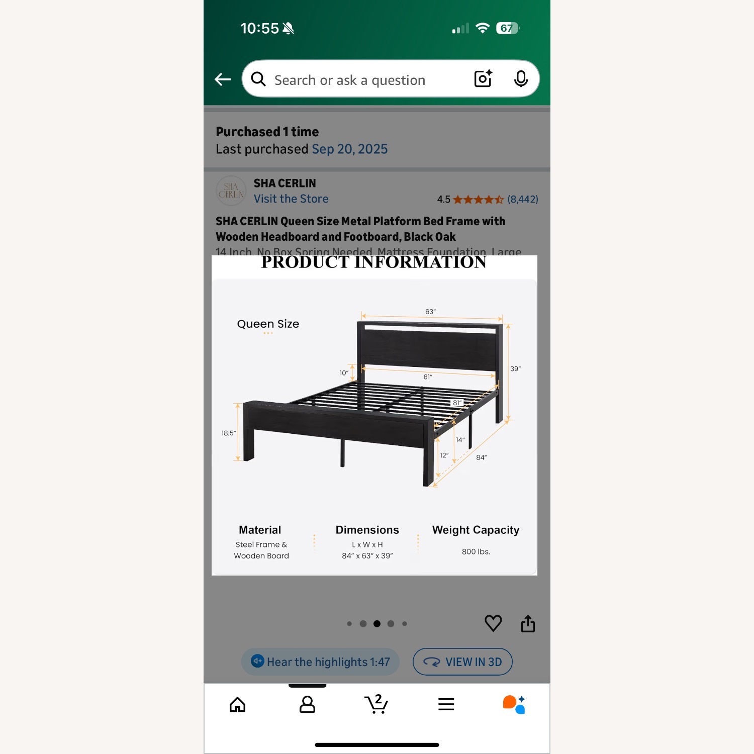 Amazon Queen Metal Platform Bed Frame - image-2