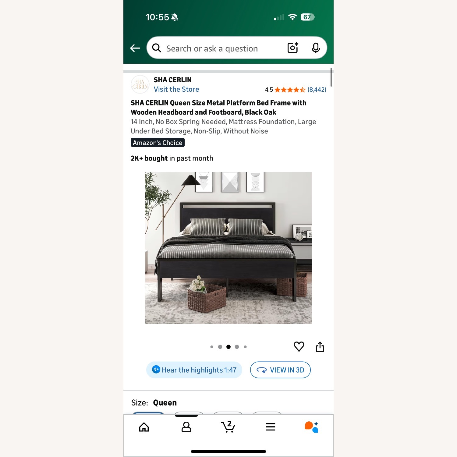 Amazon Queen Metal Platform Bed Frame - image-1