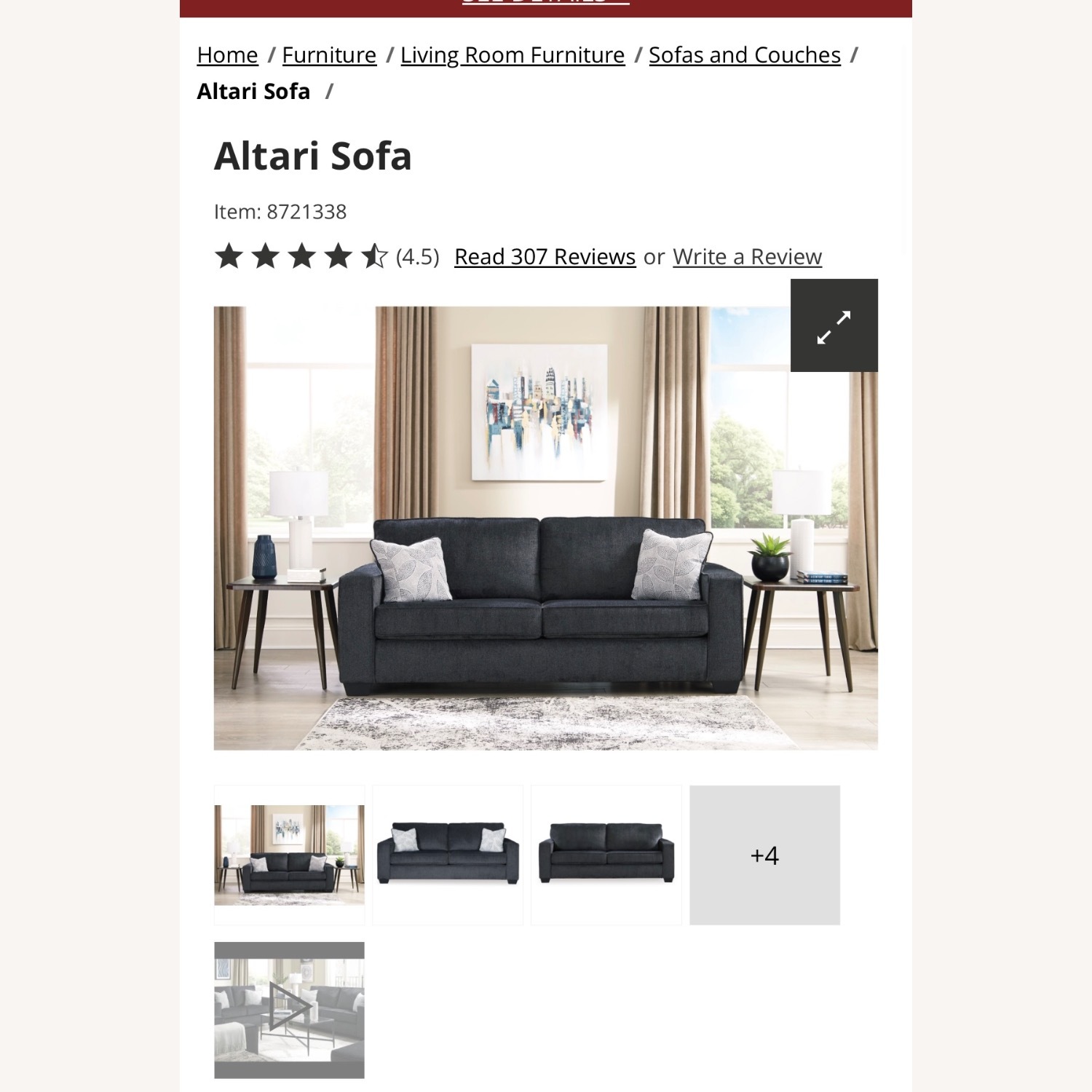 Ashley Furniture Altari Blue 2 Seater Sofa - image-2