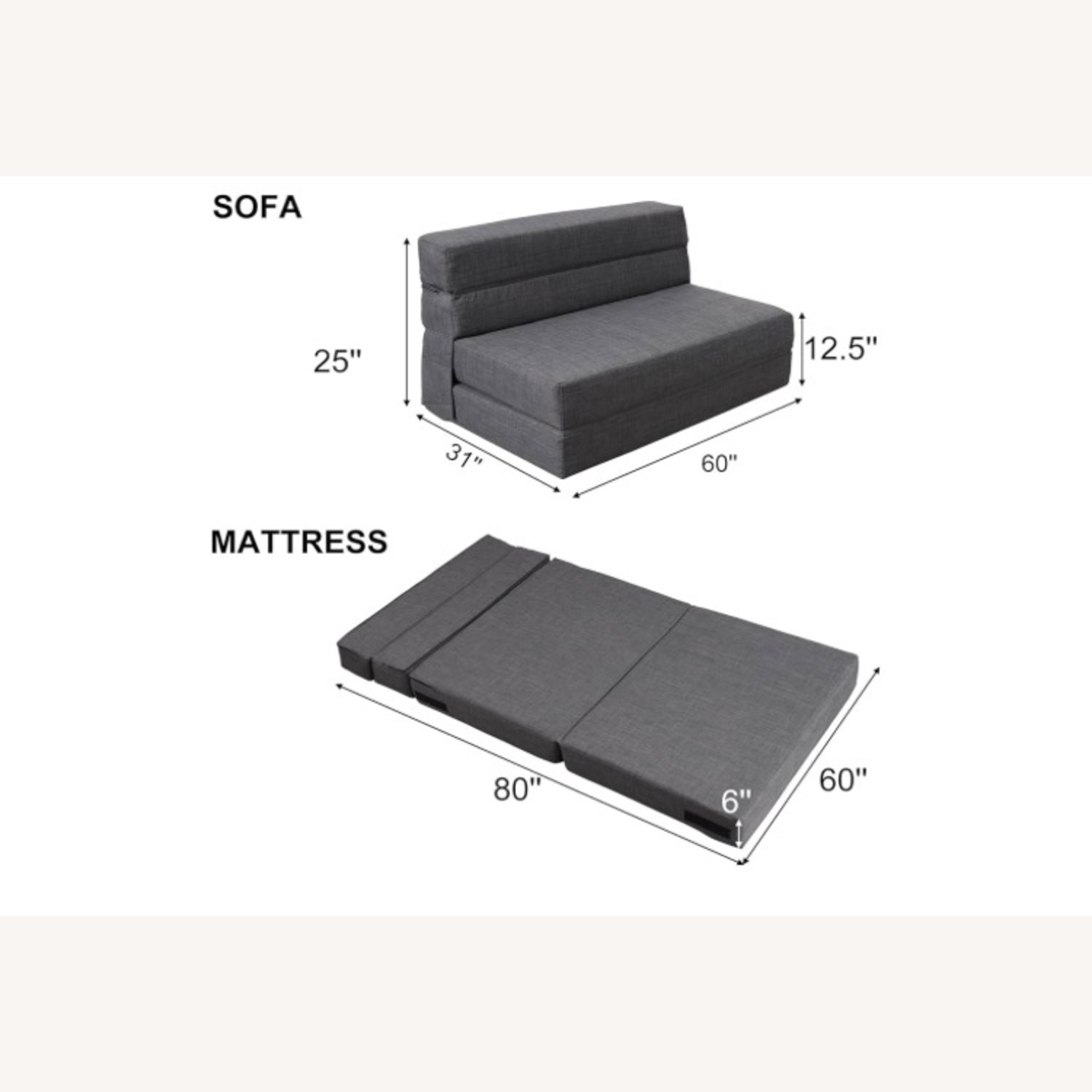 Amazon Dark Gray Fabric Sleeper Sofa - image-2