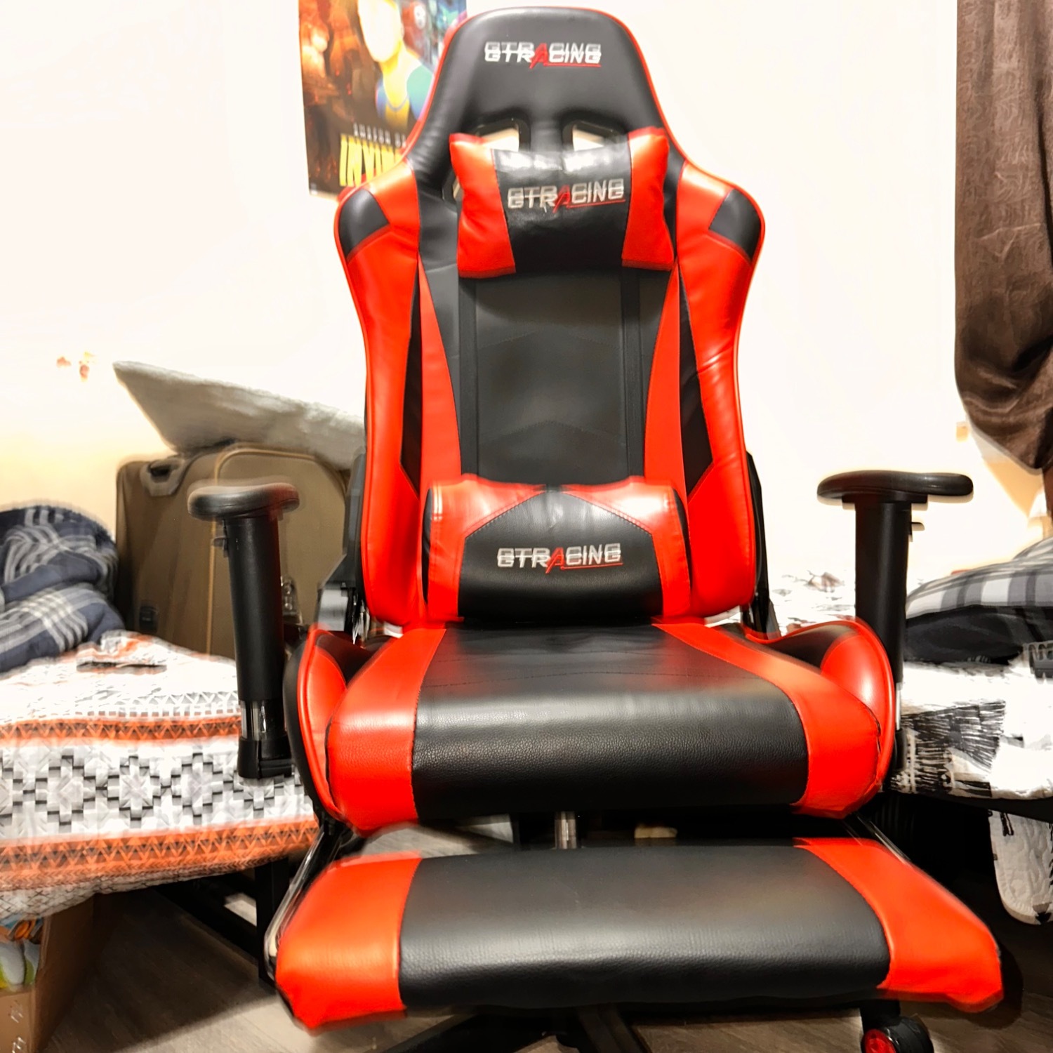 Red Chair GTRacing Gaming Chair with Footrest - image-3