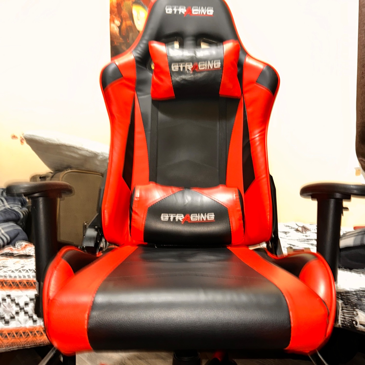 Red Chair GTRacing Gaming Chair with Footrest - image-4