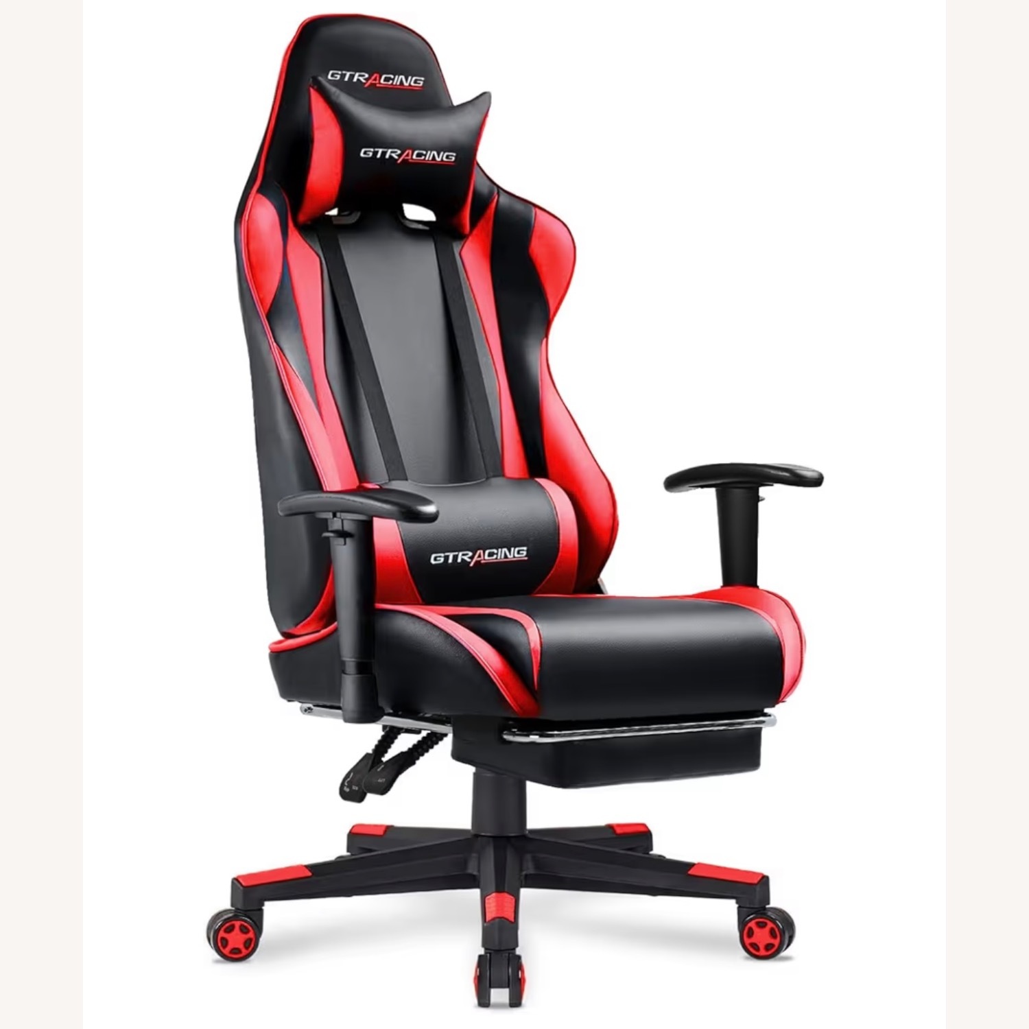 Red Chair GTRacing Gaming Chair with Footrest - image-1