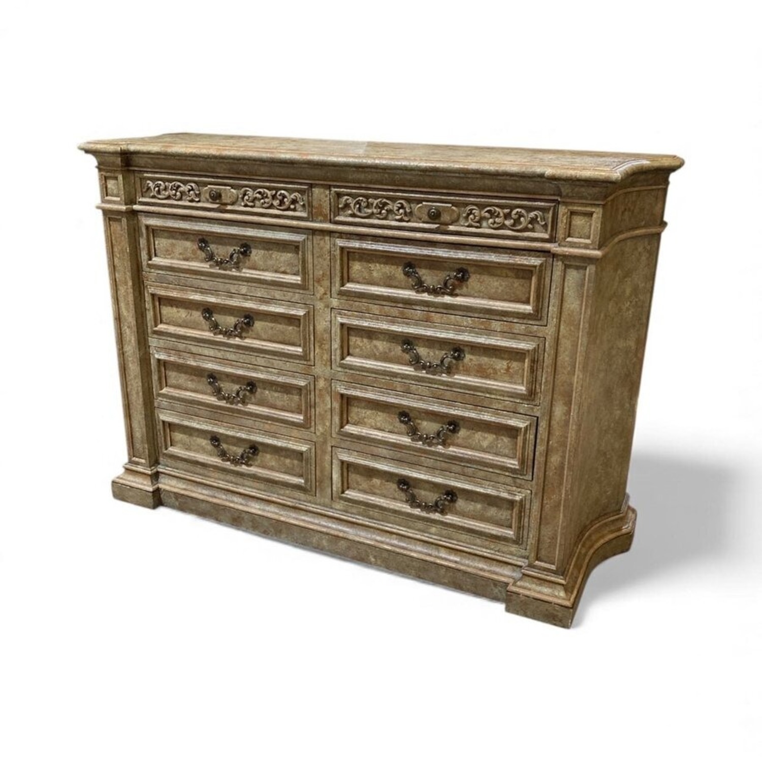 Ornate Distressed 10-Drawer Dresser - image-1