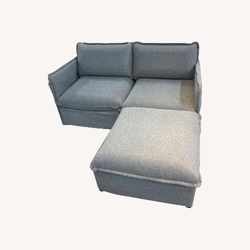Used Metal Framed Upholserty & Ottoman Loveseat for sale on AptDeco