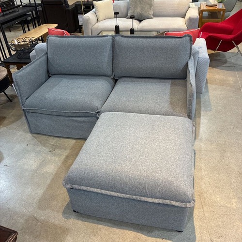 Used Metal Framed Upholserty & Ottoman Loveseat for sale on AptDeco