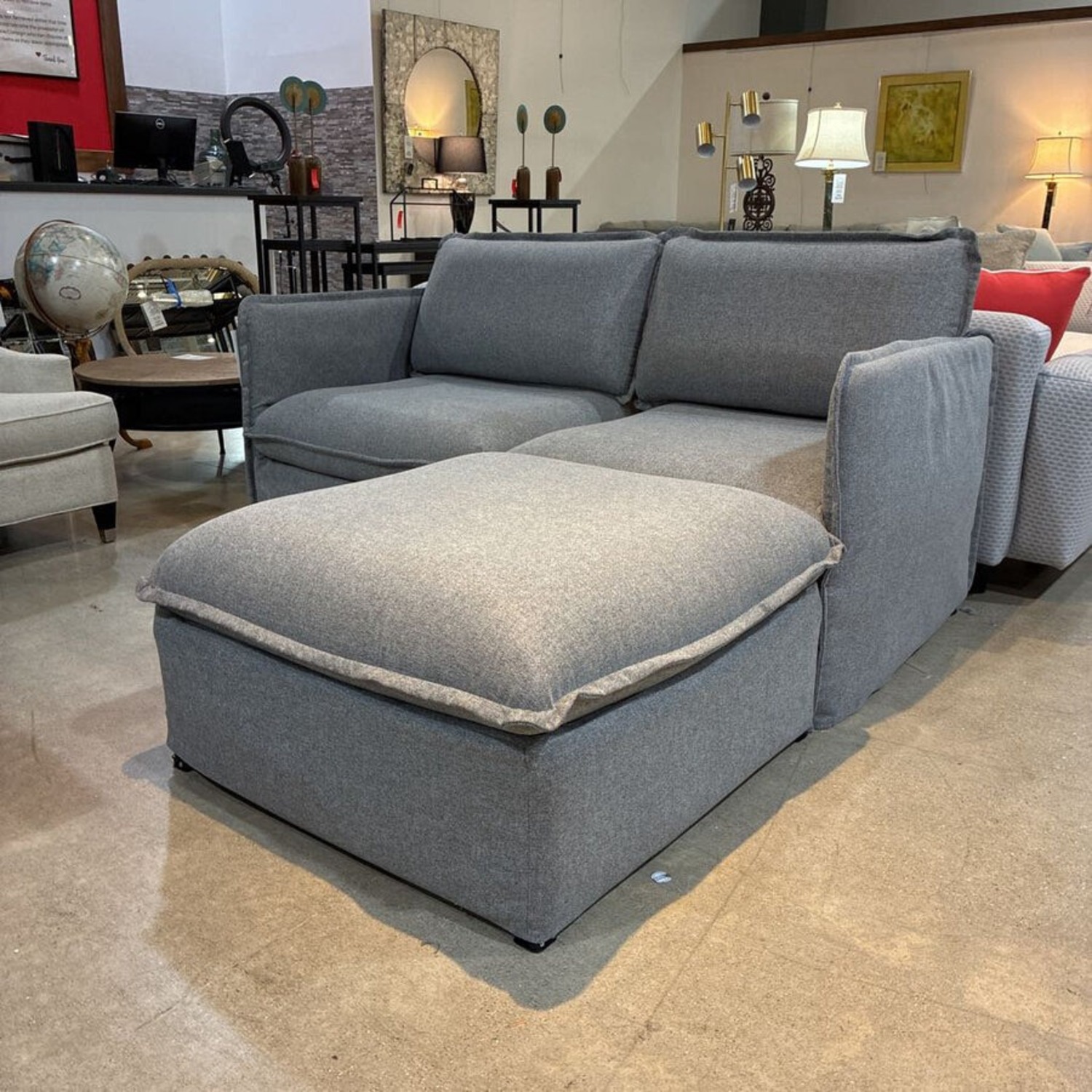 Metal Framed Upholserty & Ottoman Loveseat - image-5