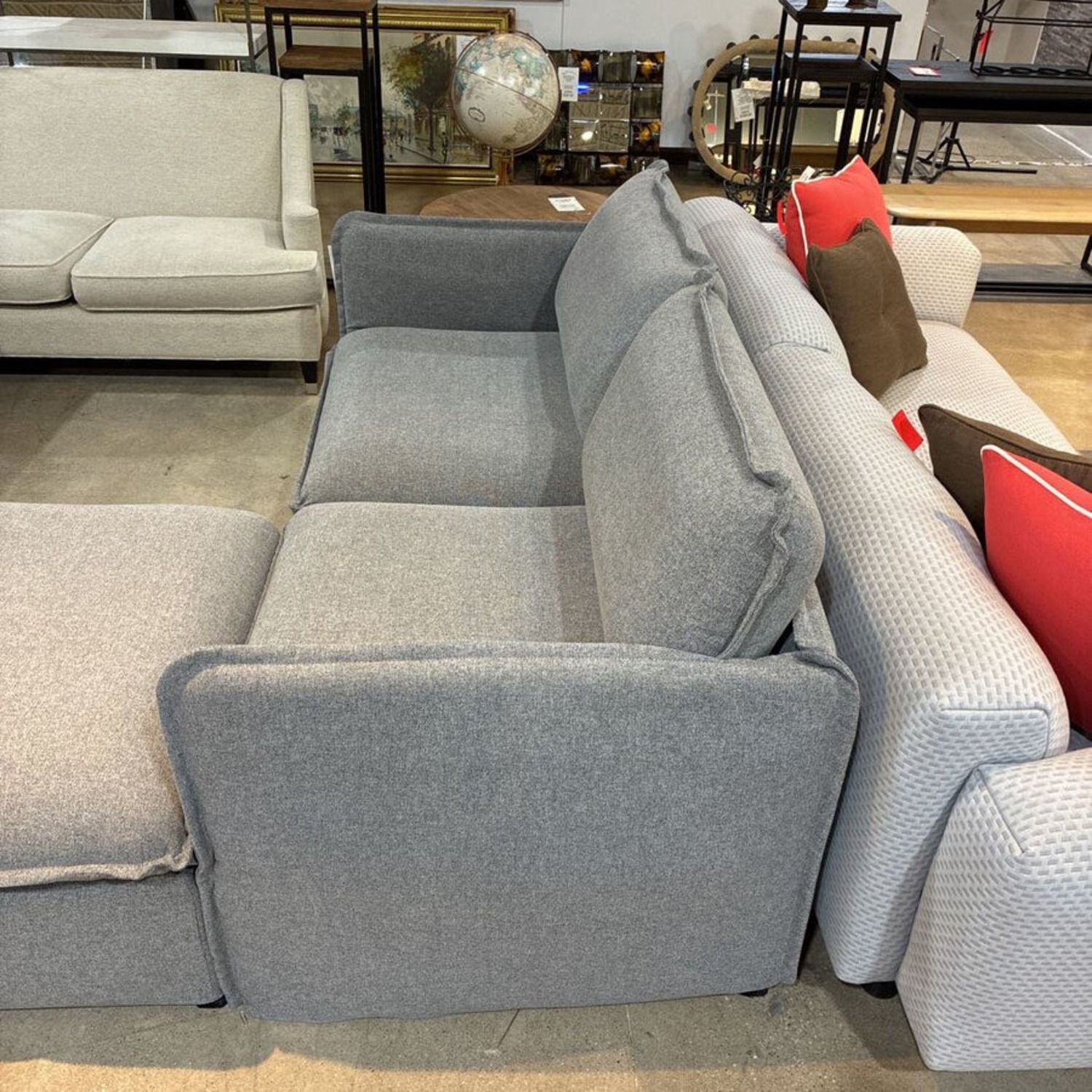 Metal Framed Upholserty & Ottoman Loveseat - image-3