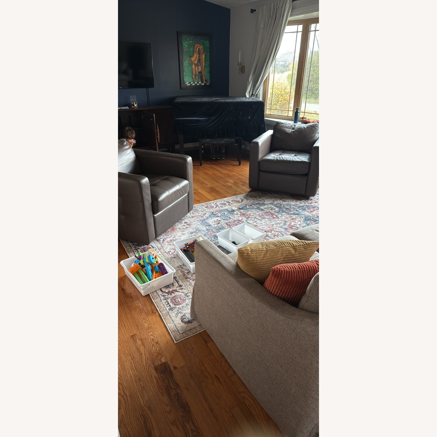 Dark Brown Leather Accent Chairs - image-5