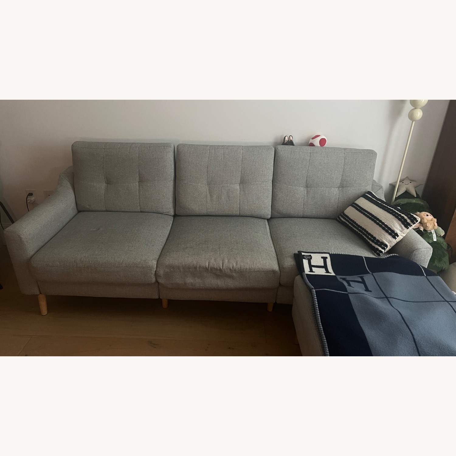 Burrow Nomad Light Gray Fabric 3+ Seater Sofa - image-4