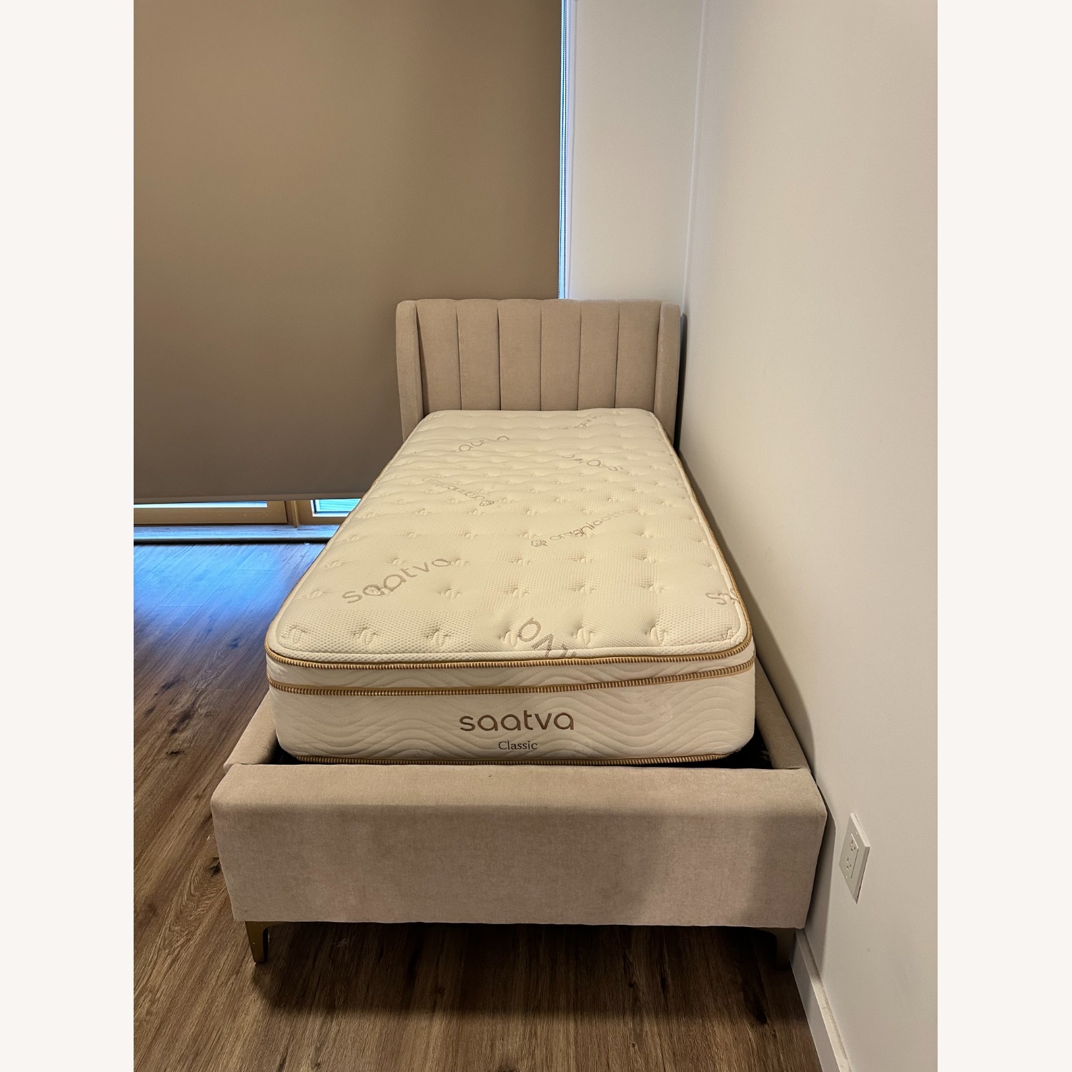 Pottery Barn Kids Avalon Pink Fabric Twin Bed - image-1