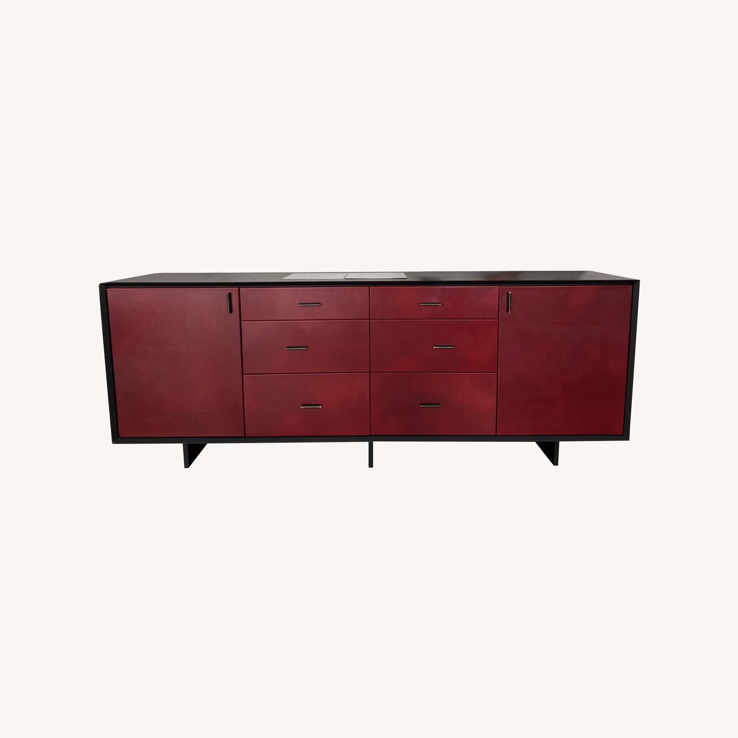 Sentient Furniture Custom Red Leather Sideboard - image-0