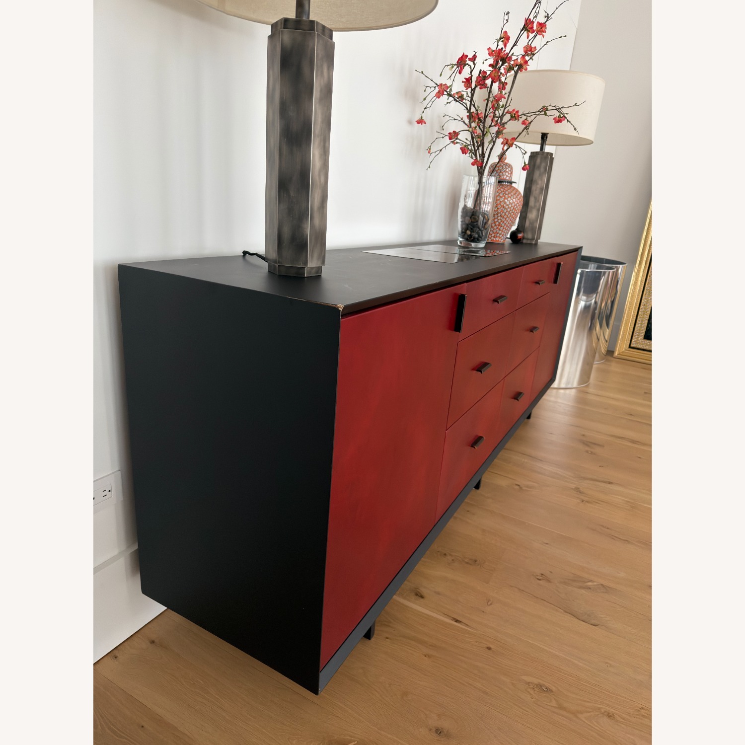 Sentient Furniture Custom Red Leather Sideboard - image-3