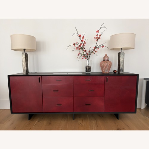 Used Sentient Furniture Custom Red Leather Sideboard for sale on AptDeco