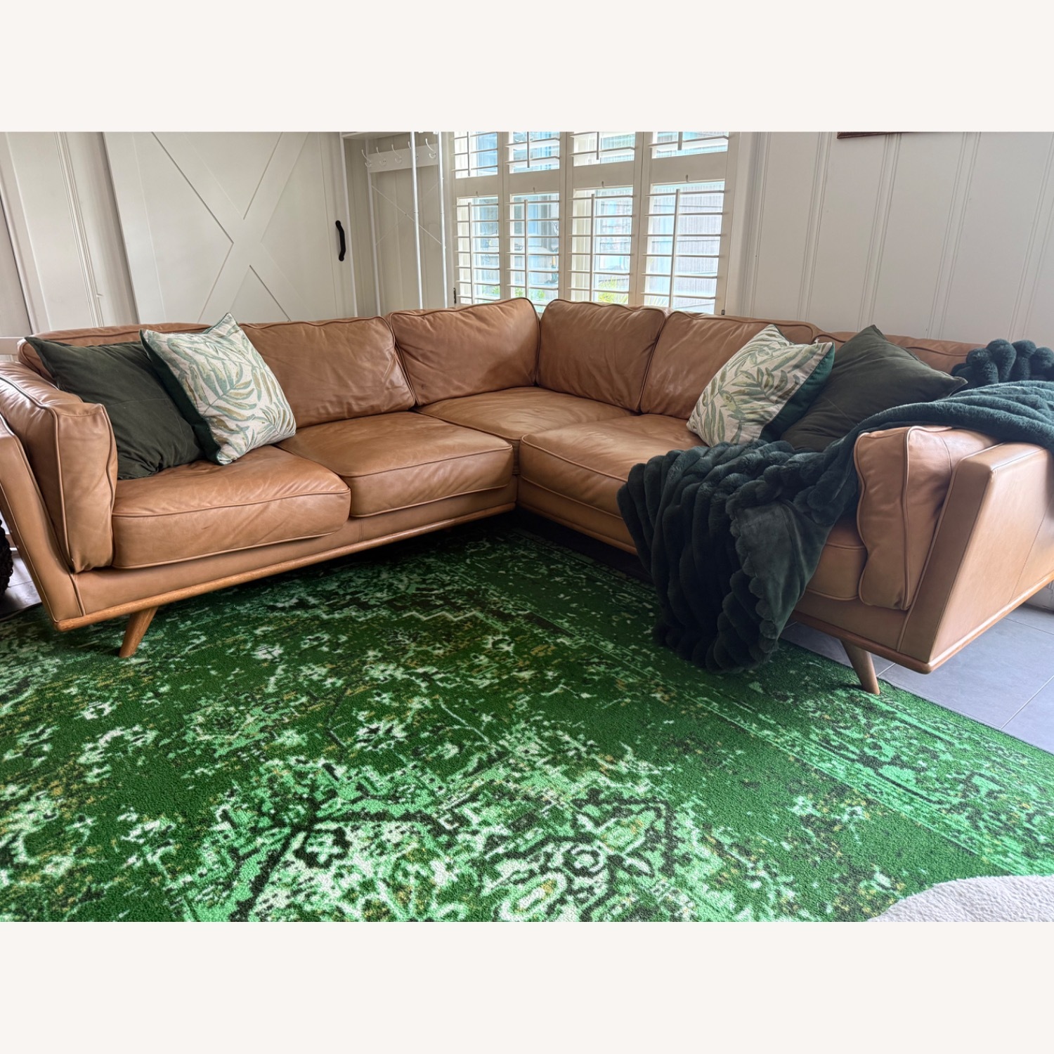 Article Timber 93" Leather Corner Sectional - Charme Tan - image-1