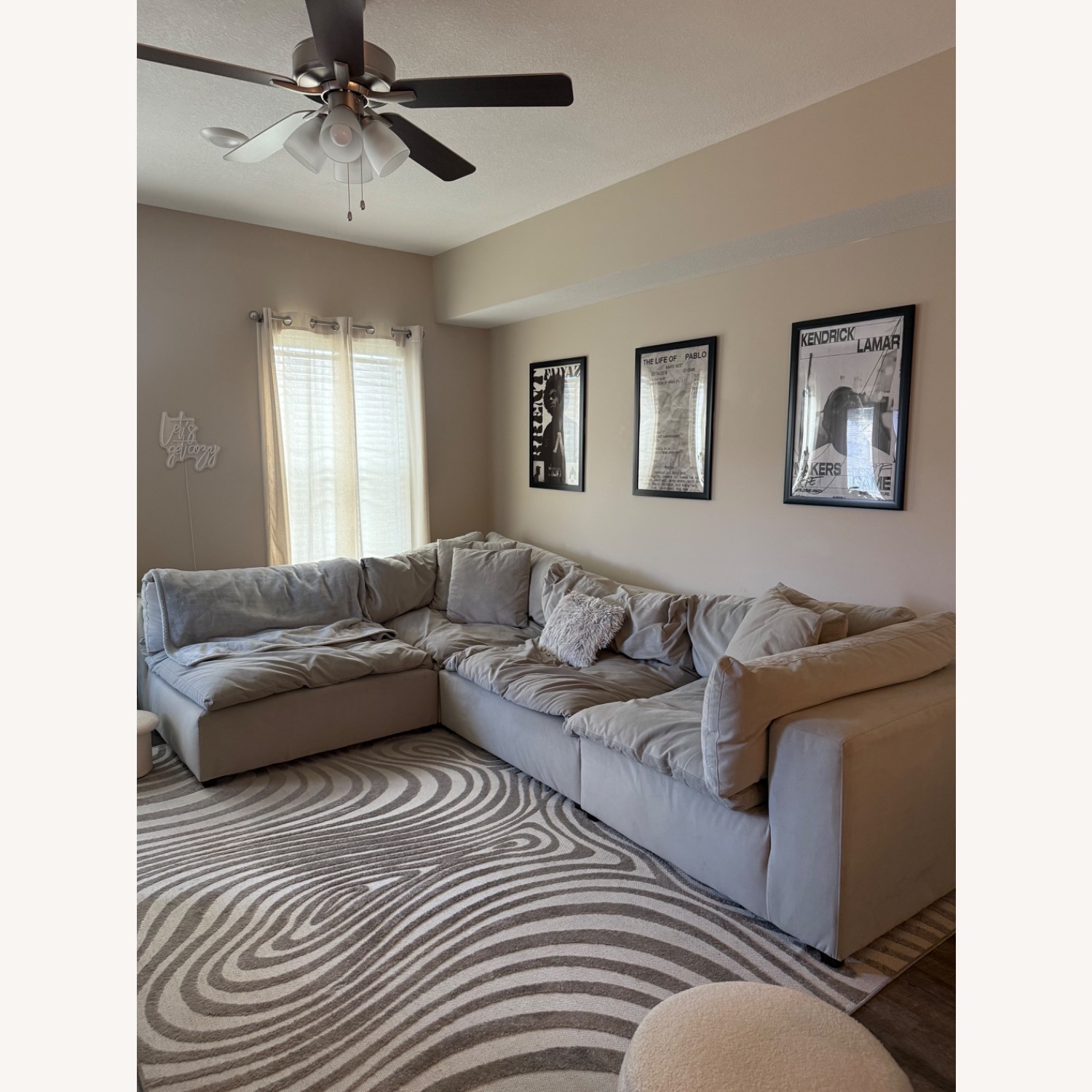 Gray Slouch Style Sectional - image-1