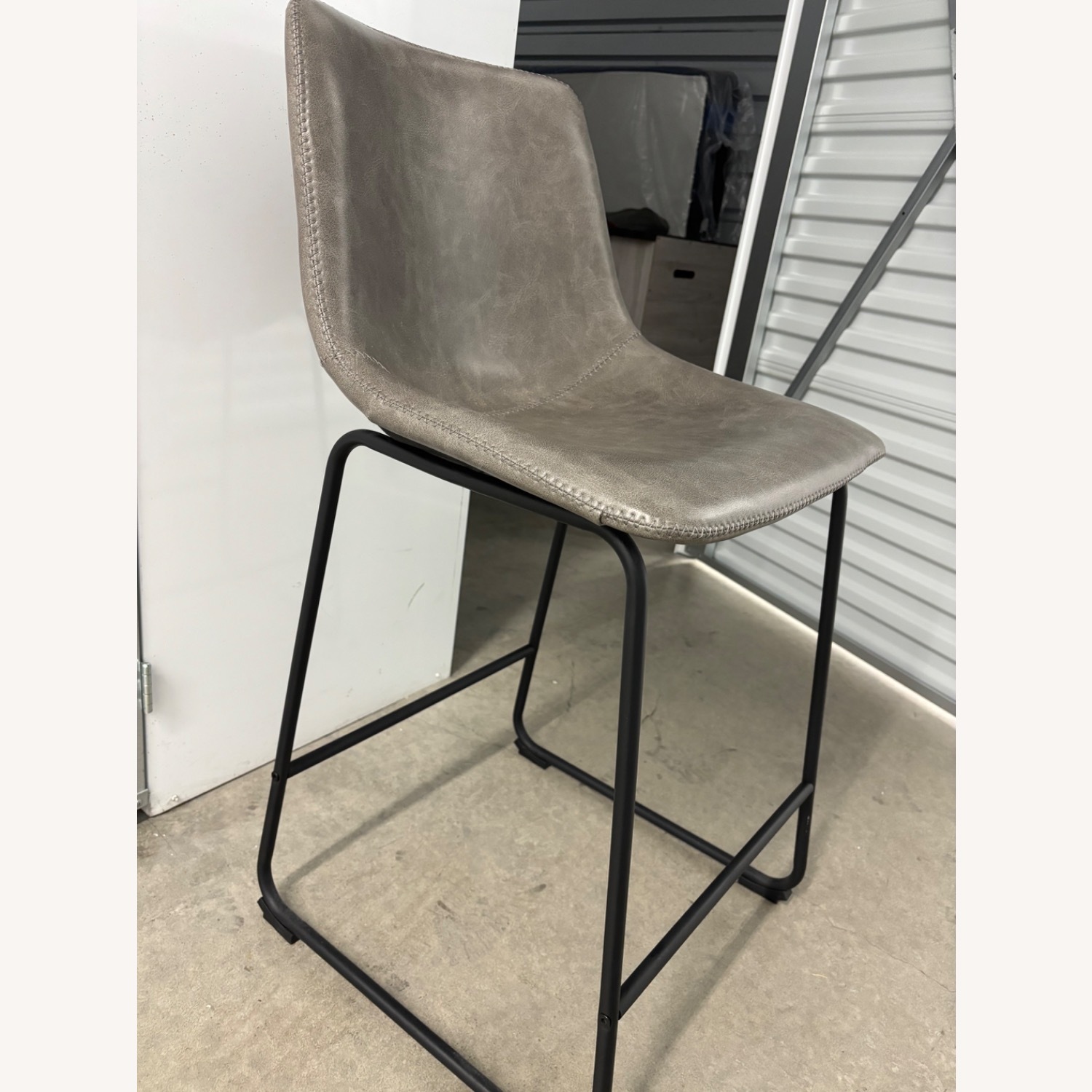 Light Gray Leather Barstools  - image-2