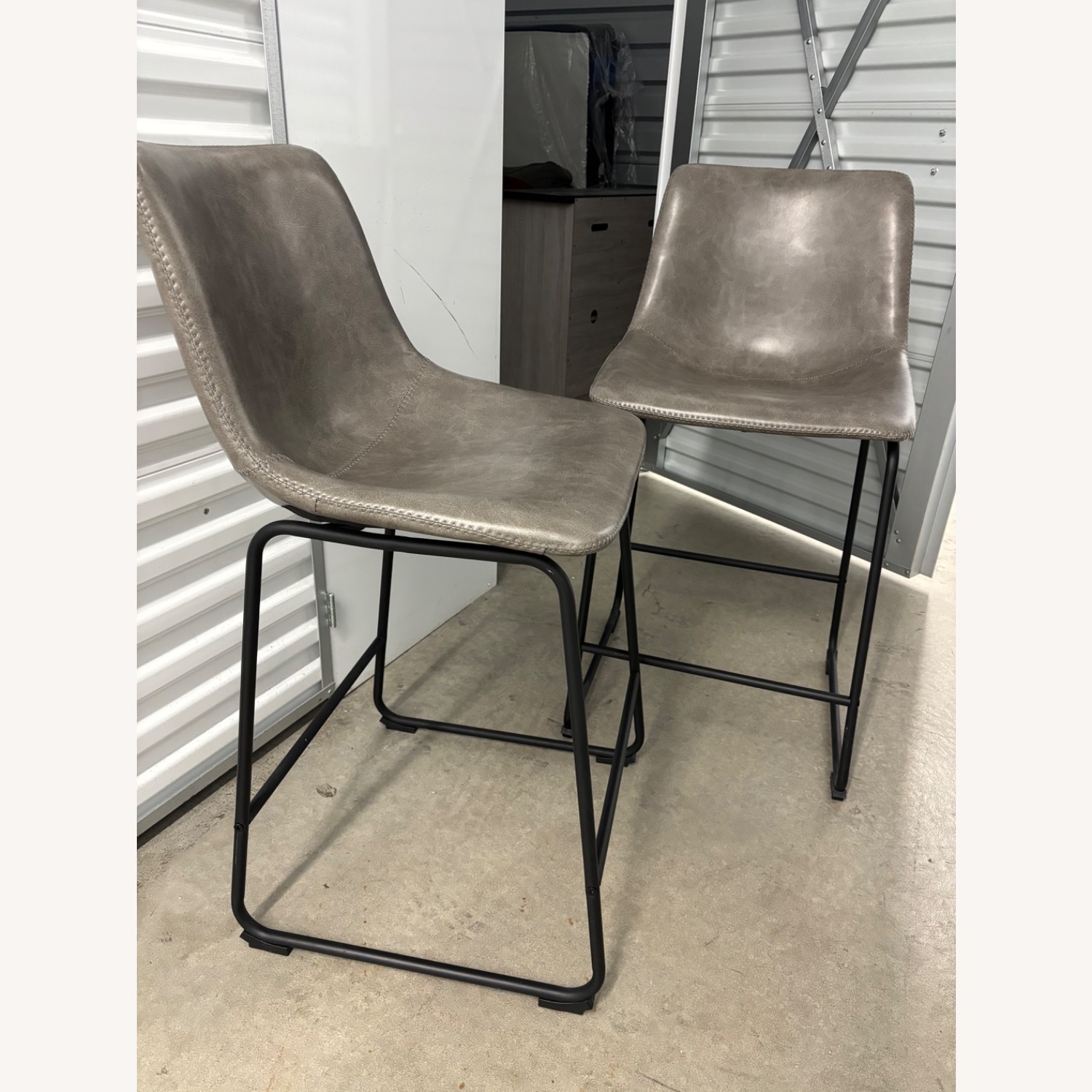 Light Gray Leather Barstools  - image-1