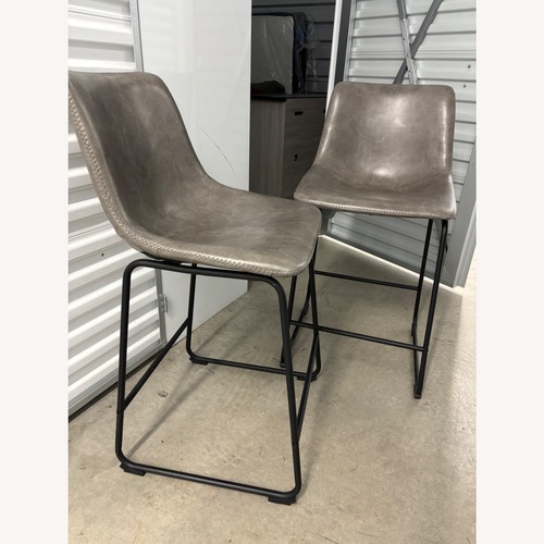 Used Light Gray Leather Barstools  for sale on AptDeco