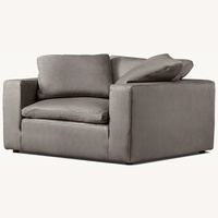 Restoration Hardware Cloud Leather Cloud Chair and Ottoman Set Dark Brown