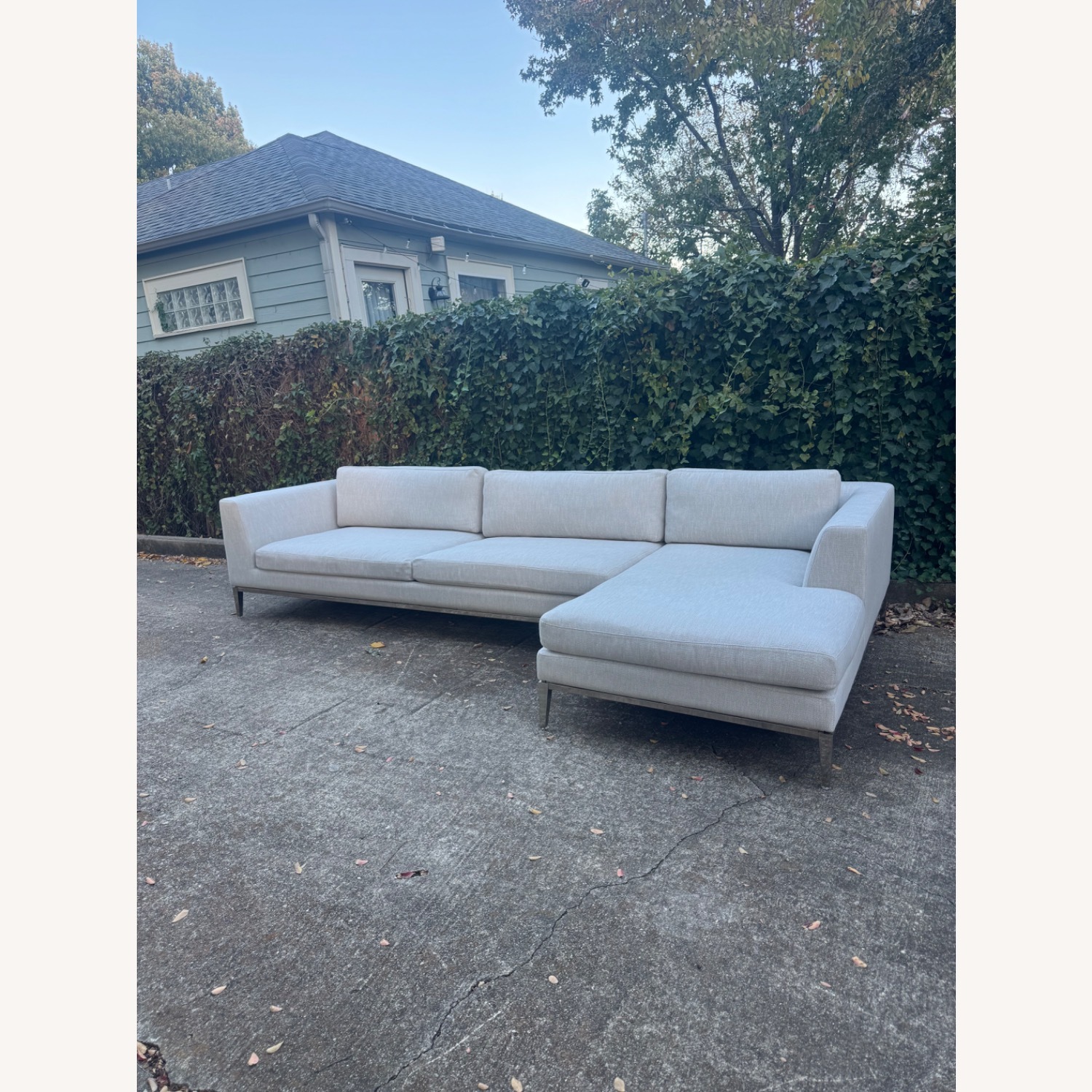 Restoration Hardware Italia Taper Arm Sectional Gray Linen - image-1