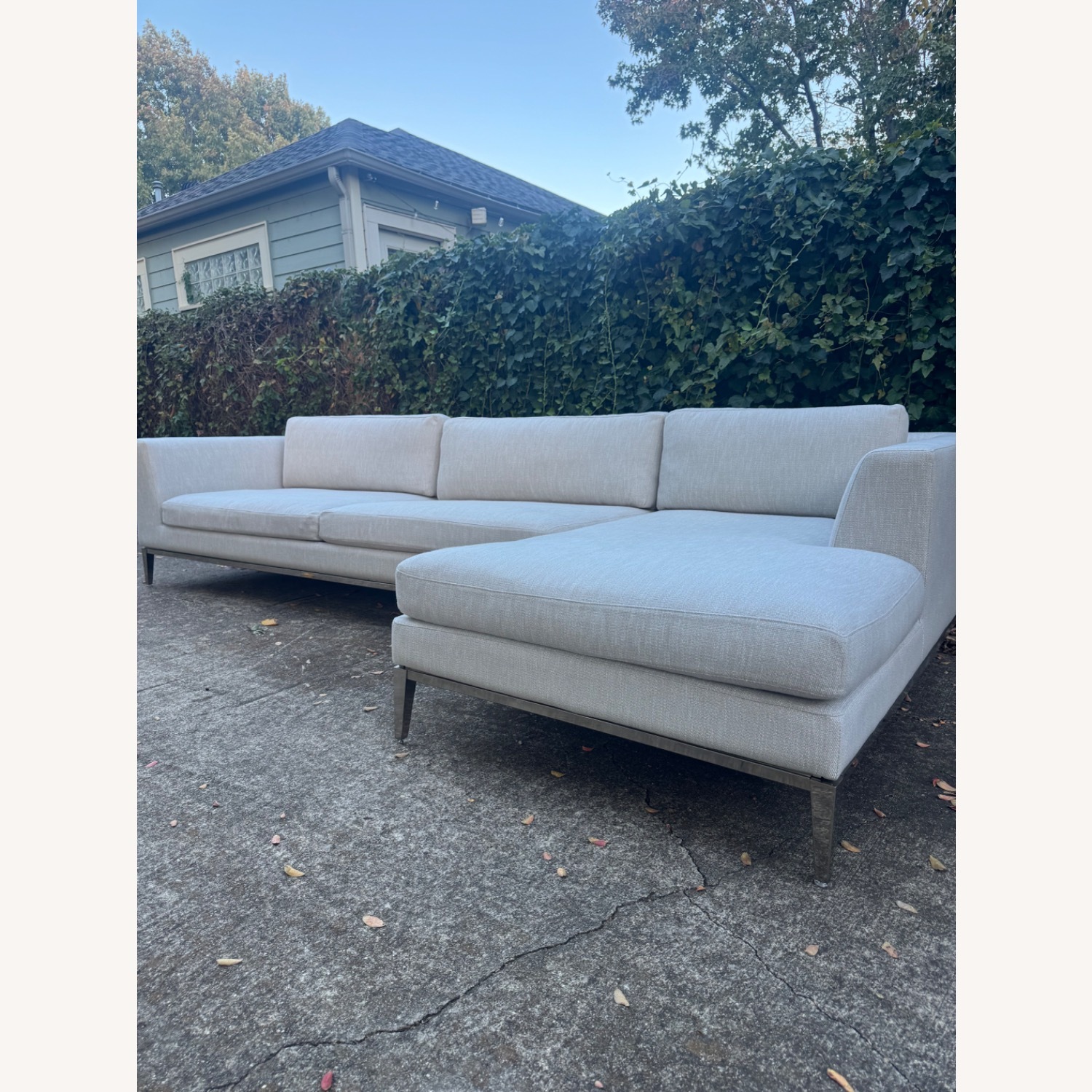 Restoration Hardware Italia Taper Arm Sectional Gray Linen - image-4