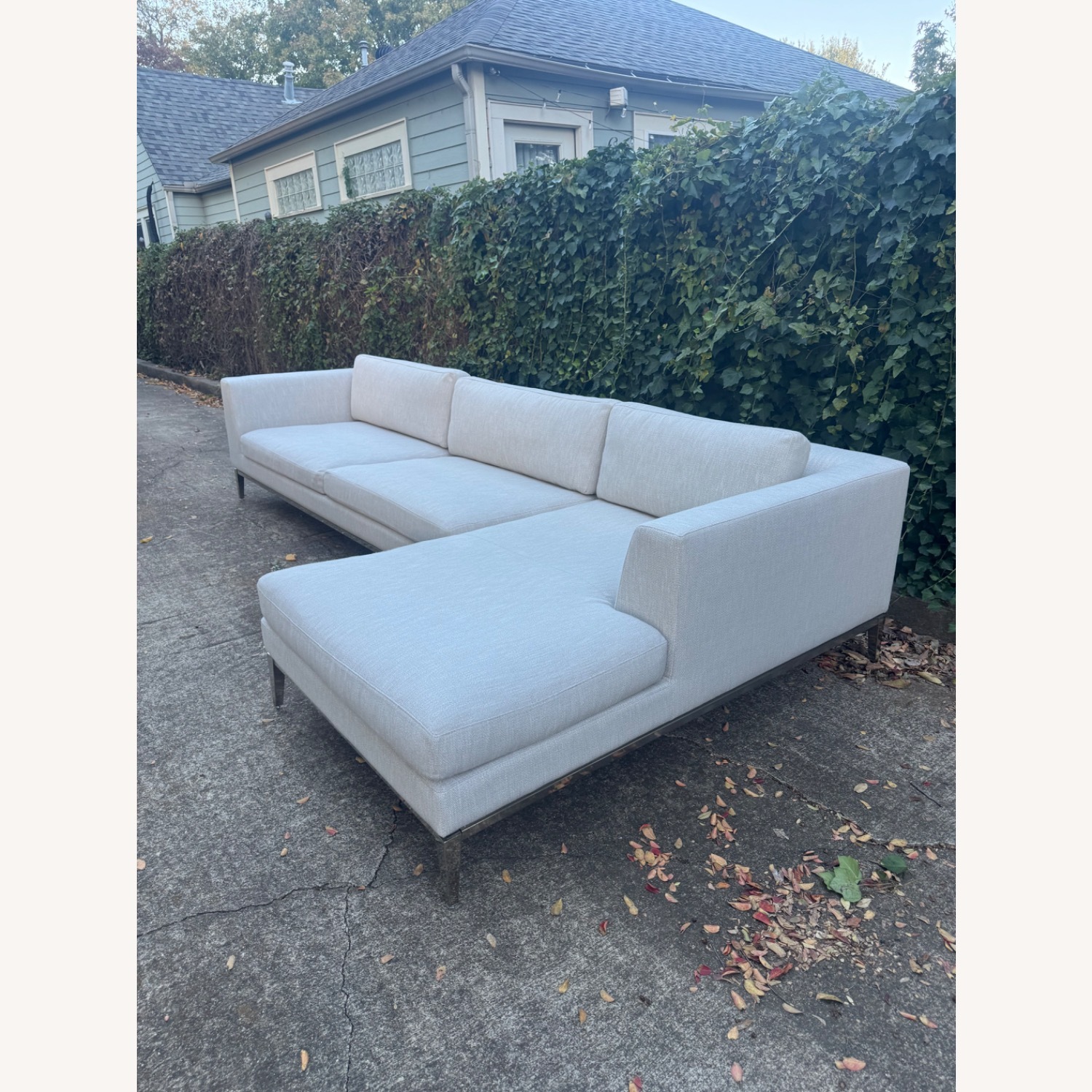 Restoration Hardware Italia Taper Arm Sectional Gray Linen - image-5