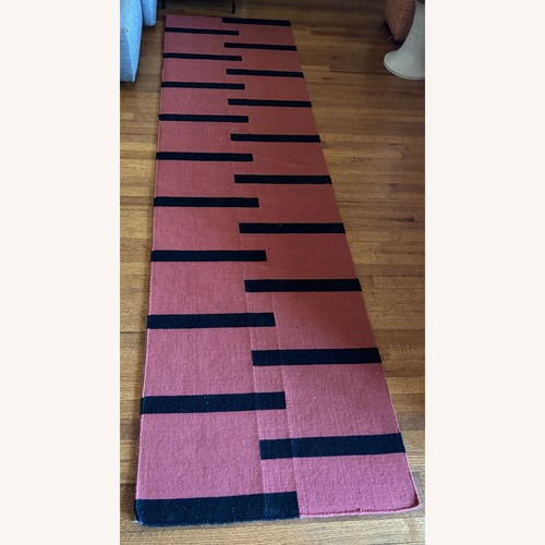 Used Nordic Knots Red Wool Runner Rug 2.5' x 9' for sale on AptDeco