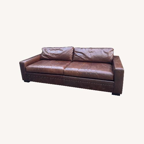 Used Mitchell Gold + Bob Williams  Leather Brown Sofa 8 Foot Maxwell Lookalike for sale on AptDeco
