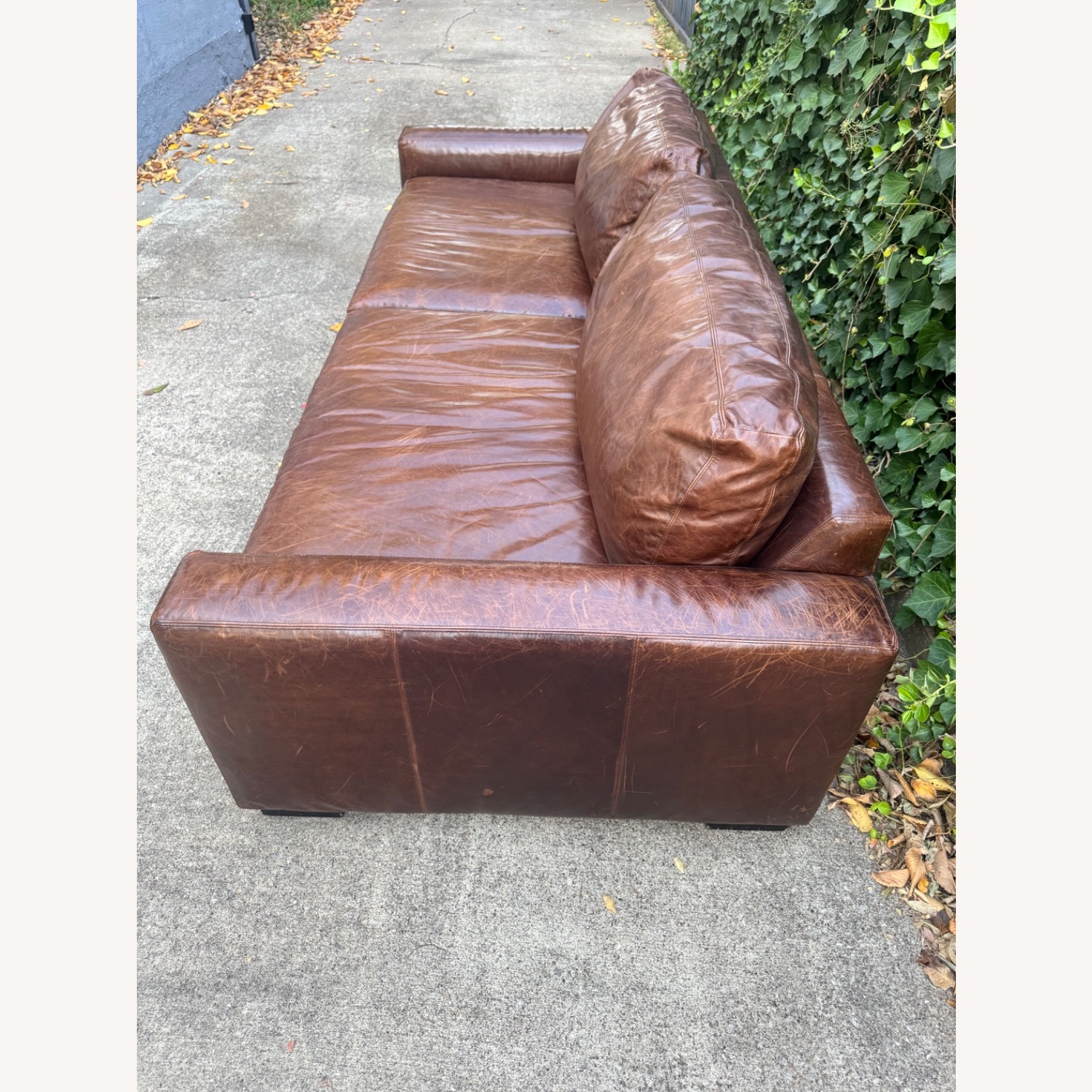Mitchell Gold + Bob Williams Leather Brown Sofa 8 Foot Maxwell Lookalike - image-7